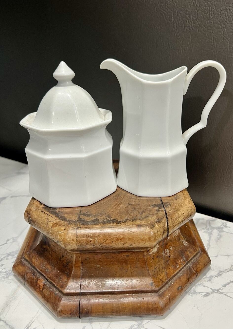 1990s Savoir Vivre "Maison Blanche" White Ironstone Cream And Sugar Set